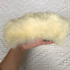 Vintage Cream Fur Pillbox Hat Union Made USA 21 Inch Small 50s 60s Winter Bridal